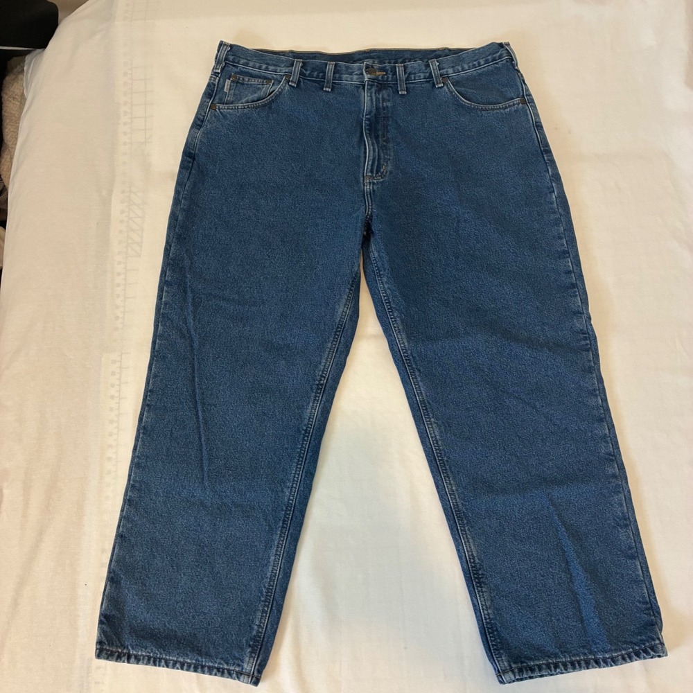 Carhartt B172 DST Jeans Mens 44x30 Blue Good Flannel Lined Relaxed Fit Denim